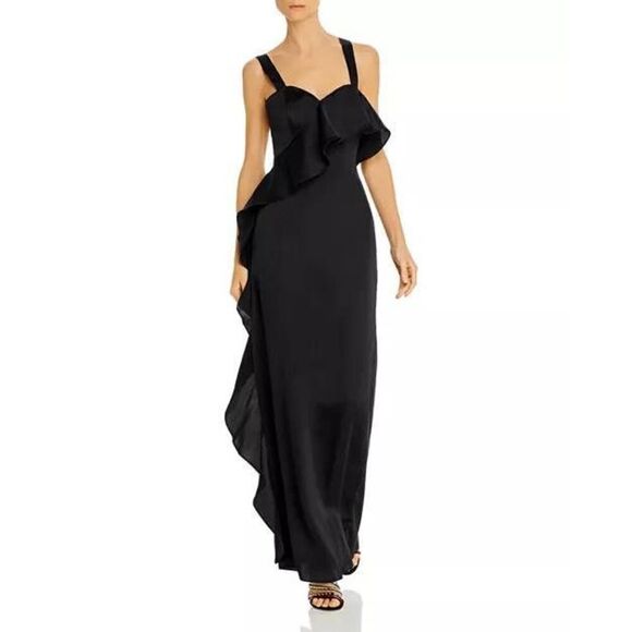 Keepsake The Label Size Large US 8 Lonely Together Ruffled Column Gown Black Max - Picture 1 of 10